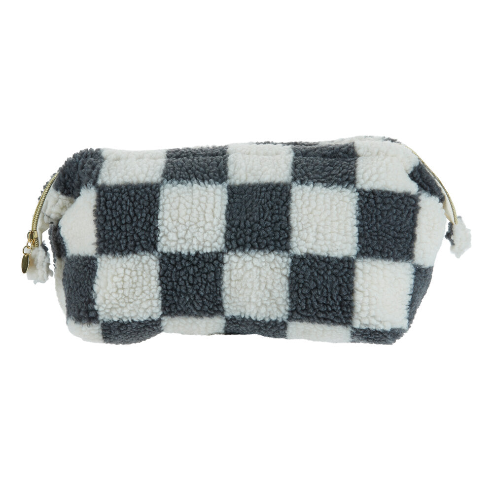 Toilettaske, grå/hvid - 12x28 cm